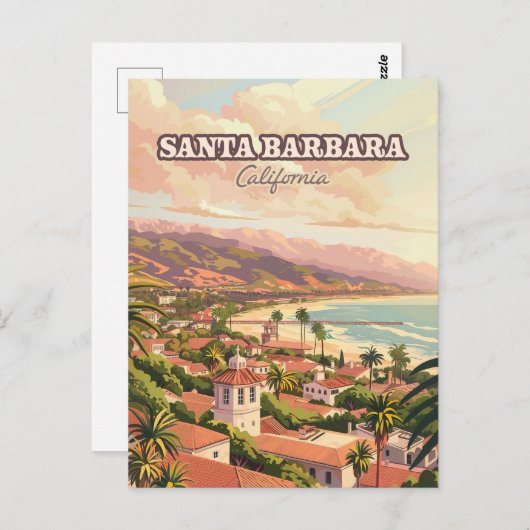 サンタバーバラビーチセントラルコーストカリフォルニアレトロ ポストカード (正面/裏面)