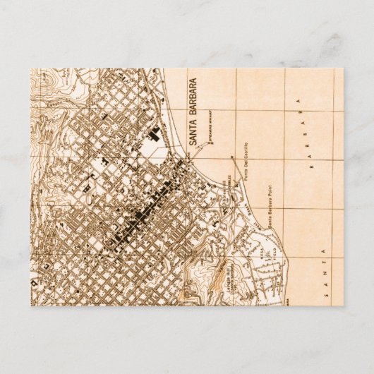 サンタバーバラヴィンテージマップ縦葉書 ポストカード (正面)