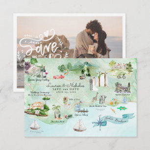 サンタバーバラ デスティネーション・ウェディング(行先結婚式)旅程地図 招待状