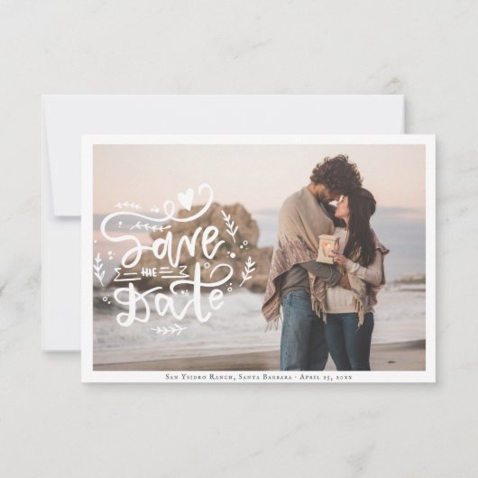 サンタバーバラ |目的地の結婚式の日程マップ 招待状 (裏面)