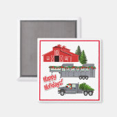 サンタバーントラック馬トレーラークリスマス マグネット (正面/裏面)