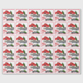 サンタバーントラック馬トレーラークリスマス ラッピングペーパー (フラット)