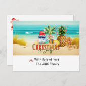 サンタパイナップルビーチホリデークリスマス シーズンポストカード (正面/裏面)