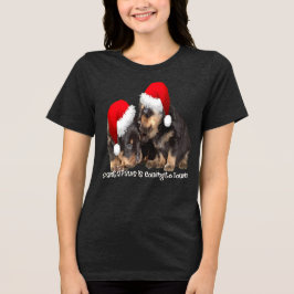 サンタパウズが町にやってくる かわいいロットワイラー クリスマス トライブレンドTシャツ