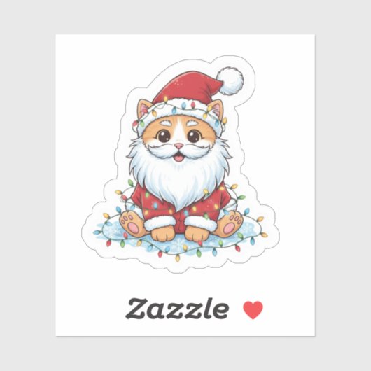 サンタパウズ かわいい猫のサンタコスチューム クリスマス シール (シート)