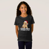 サンタパウズ カミング トゥ タウン 新しい子犬 クリスマス Tシャツ (正面フル)