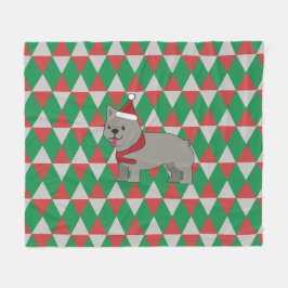 サンタパウズ ホリデーダイヤモンド犬 フリースブランケット
