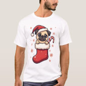 サンタパグの喜び Tシャツ (正面)