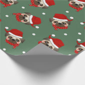 サンタパグクリスマスパターン ラッピングペーパー (角)