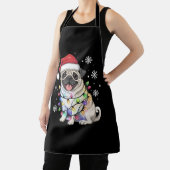 サンタパグクリスマスライトクリスマスドッグ恋人 エプロン (インサイチュ)