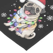 サンタパグクリスマスライトクリスマスドッグ恋人 ショートテーブルランナー (コーナー)