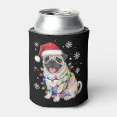 サンタパグクリスマスライトクリスマスドッグ恋人 缶クーラー (缶正面)