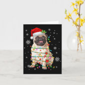 サンタパグクリスマスライトクリスマスドッグ愛人男性Wome カード (黄色い花)