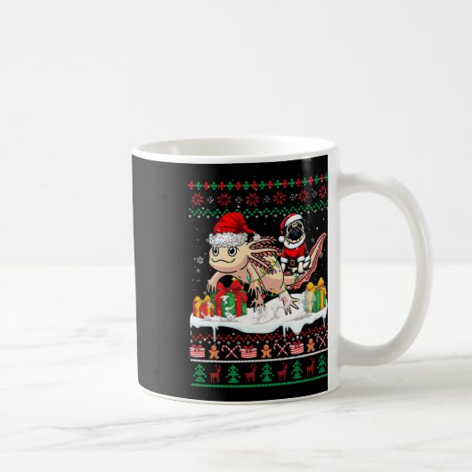 サンタパグライディングアクソロトルクリスマスセーター恋人O コーヒーマグカップ (右)