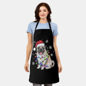 サンタパグ クリスマス ライト イヌ好き プレゼント エプロン (着用した状態)