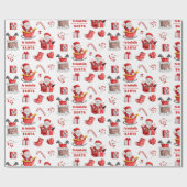 サンタパターンからかわいい名前 ラッピングペーパー (フラット)