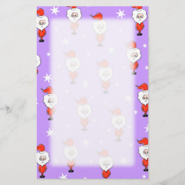 サンタパターン。紫色のクリスマスパターン。 便箋