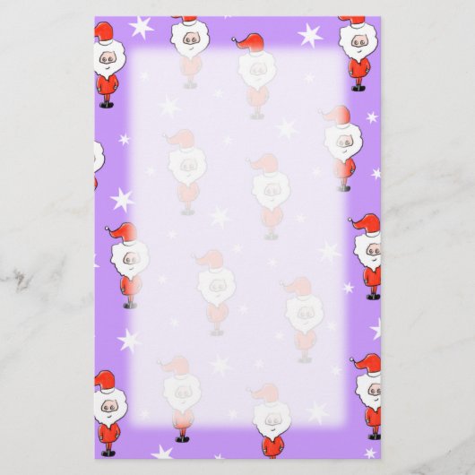 サンタパターン。紫色のクリスマスパターン。 便箋 (正面)