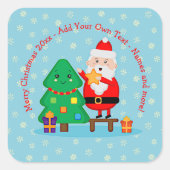 サンタパッティングスタークリスマスツリー20xx追加文字 スクエアシール (正面)