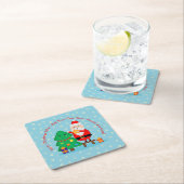 サンタパッティングスタークリスマスツリー20xx追加文字 スクエアペーパーコースター (インサイチュ)