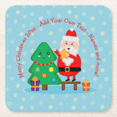 サンタパッティングスタークリスマスツリー20xx追加文字 スクエアペーパーコースター (正面)