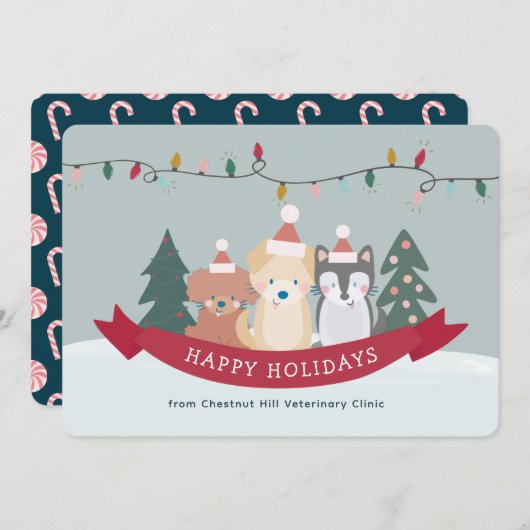 サンタパパイズドッグズペットビジネスクリスマス シーズンカード (正面/裏面)