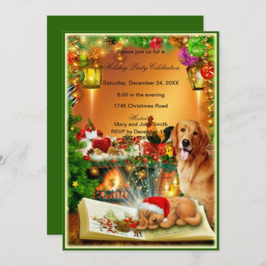 サンタパピークリスマスパーティの招待状 招待状 (正面/裏面)