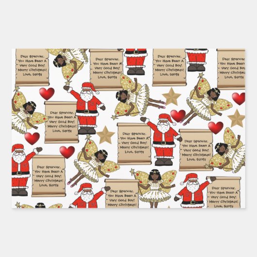 サンタパーソナライズされたからの手紙/贈り物 ラッピングペーパーシート (正面)