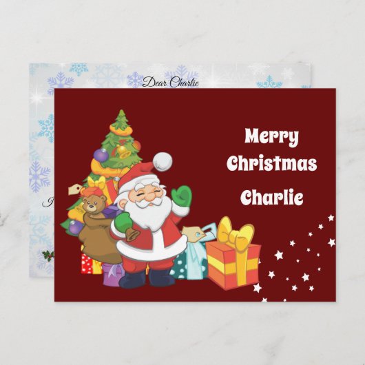 サンタパーソナライズされたから子どもへの手紙のはがき シーズンポストカード (正面/裏面)