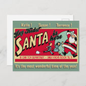 サンタパーソナライズされたがクリスマスに来た ポストカード (正面/裏面)