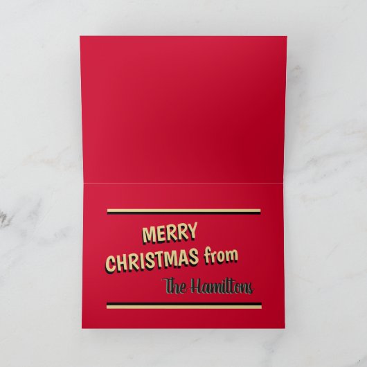 サンタパーソナライズされたが来るレトロクリスマスカード シーズンカード (内部)