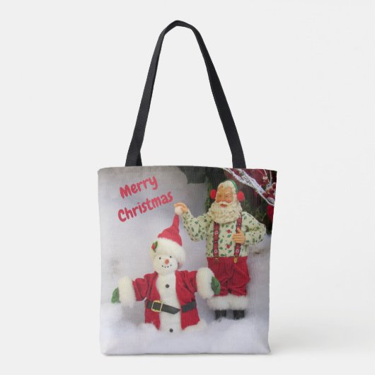 サンタパーソナライズされたが雪だるまトートバッグを作る トートバッグ (裏面)
