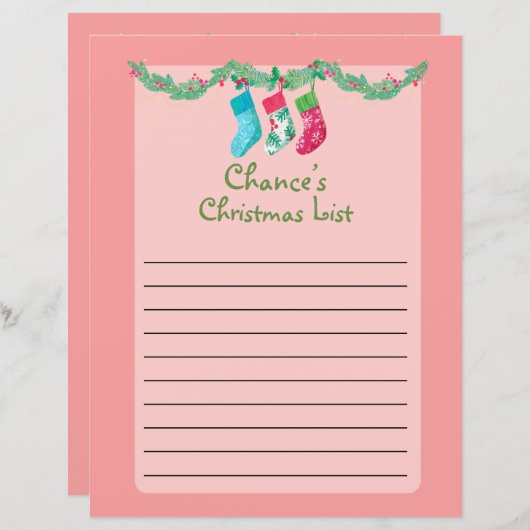 サンタパーソナライズされたさんのかわいいクリスマスウィッシュリスト (正面/裏面)