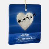 サンタパーソナライズされたとハートムーンビーチクリスマス セラミックオーナメント (右)