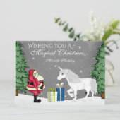 サンタパーソナライズされたとユニコーンクリスマスフラット シーズンカード (スタンド正面)