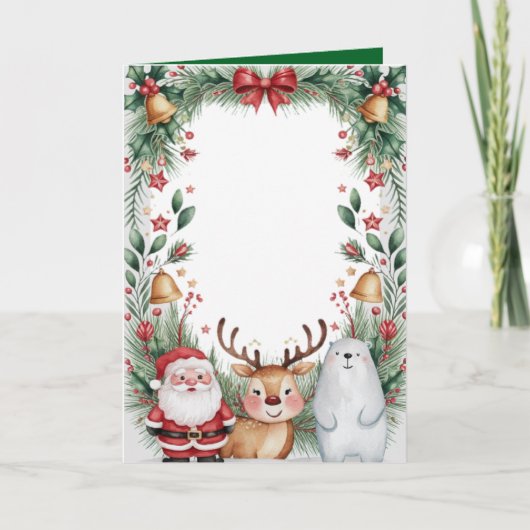 サンタパーソナライズされたと友達のクリスマス カード (正面)