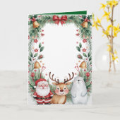 サンタパーソナライズされたと友達のクリスマス カード (黄色い花)