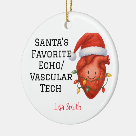 サンタパーソナライズされたのエコーお気に入りの/血管技術 セラミックオーナメント (左)