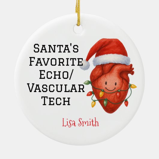 サンタパーソナライズされたのエコーお気に入りの/血管技術 セラミックオーナメント (裏面)