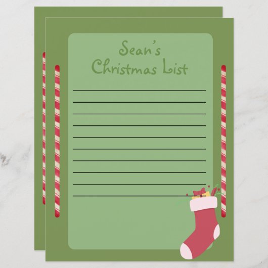 サンタパーソナライズされたのクリスマスリスト (正面/裏面)