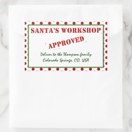 サンタパーソナライズされたのワークショップの承認と検査 長方形シール