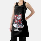 サンタパーソナライズされたアイスホッケークリスマススポーツ エプロン (インサイチュ)