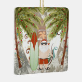 サンタパーソナライズされたアンドサーフボードビーチクリスマス セラミックオーナメント (右)