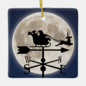 サンタパーソナライズされたウェザーベーンフルムーンクリスマス セラミックオーナメント (正面)