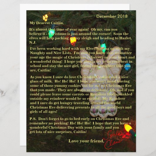 サンタパーソナライズされたエンジェルライトからの手紙 (正面/裏面)