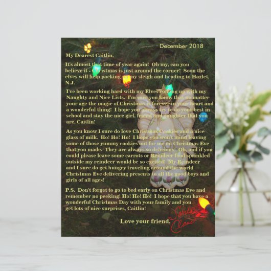 サンタパーソナライズされたエンジェルライトからの手紙 (スタンド正面)