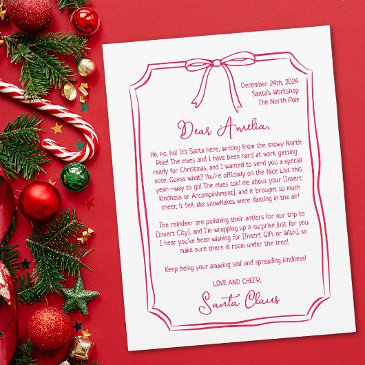 サンタパーソナライズされたキッズクリスマスからの可愛い手紙 シーズンカード
