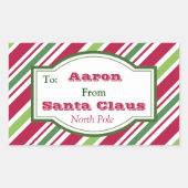 サンタパーソナライズされたキャンディギフトラベルシール 長方形シール (正面)