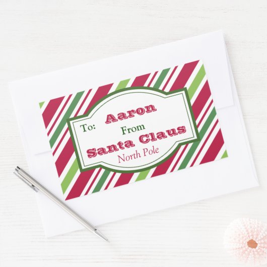 サンタパーソナライズされたキャンディギフトラベルシール 長方形シール (封筒)
