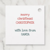 サンタパーソナライズされたキュート・キッズクリスマスから フェイバータグ (裏面)